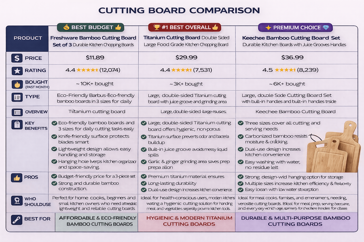 Cutting Board Comparison – Wood vs Plastic vs Bamboo Kitchen Boards